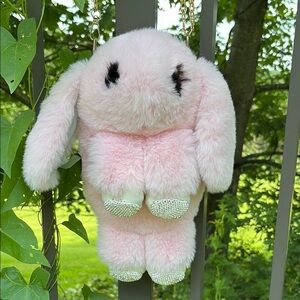 NWOT Pink Bunny Rabbit Shoulder Crossbody Bag or Backpack w/ Silver Sequin Feet